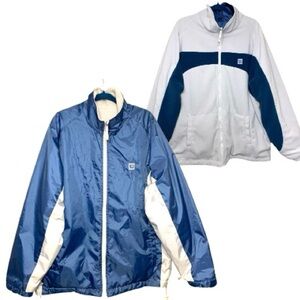 Vintage 90 Wilson Synergy Réversible Fleece Windbreaker Jacket Blue Gray Sz 2XL